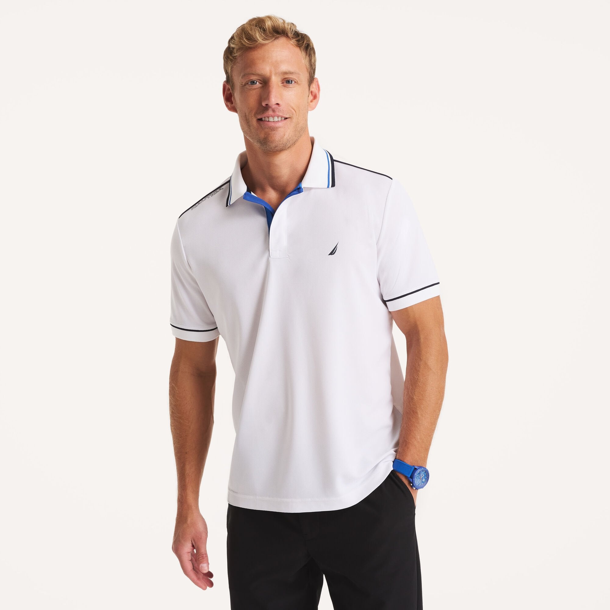 

Мужская футболка-поло для гольфа Nautica Navtech Classic Fit, цвет bright white