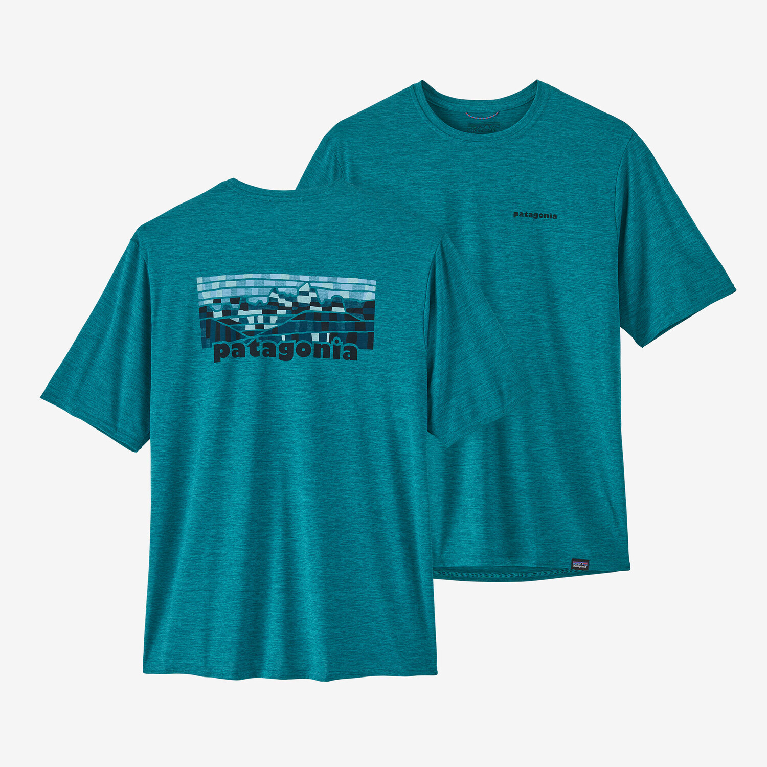 

Мужская рубашка Capilene Cool с рисунком на каждый день Patagonia, цвет Fitz Roy Elements: Belay Blue X-Dye
