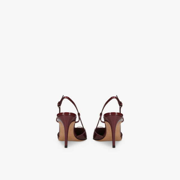 Лодочки Valentino Garavani Vlogo signature лаковые на ремешке, винный — фото 4