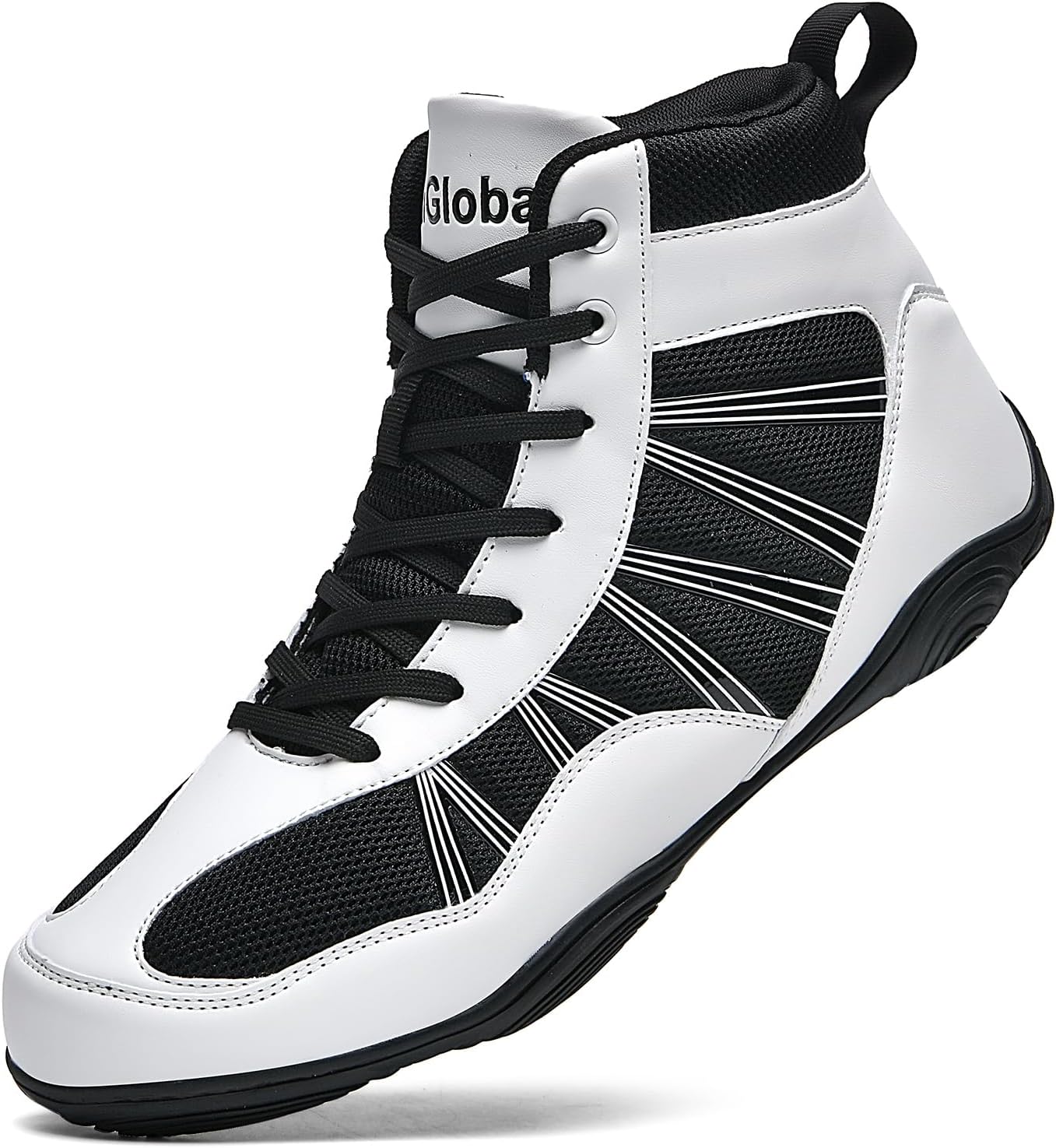 

Мужские борцовские ботинки DimaiGlobal, боксерские кроссовки с нулевой подошвой, высокие боевые ботинки, спортивные кроссовки для фитнеса, тхэквондо, каратэ, боевых искусств и тренировок по тяжелой атлетике, белый/черный