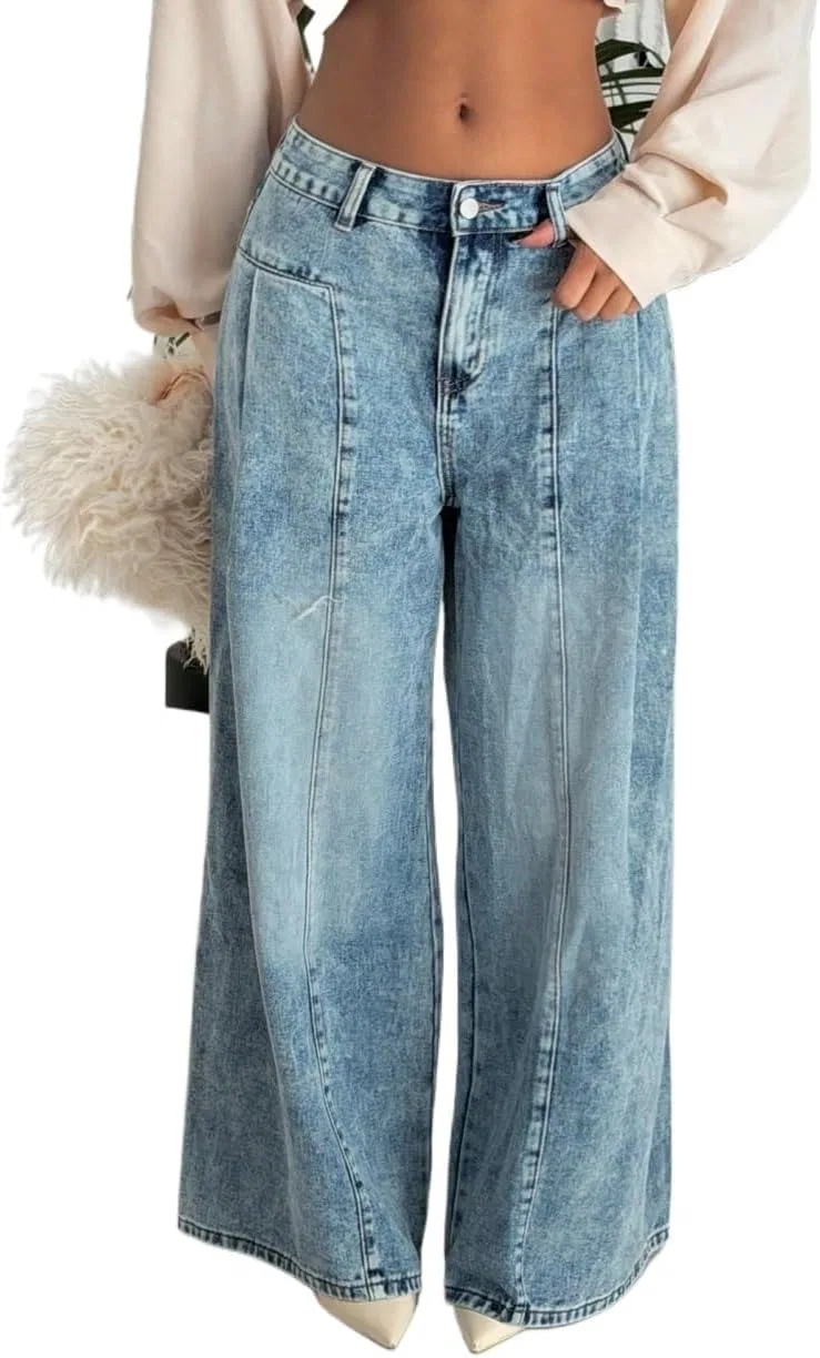 Джинсы свободные, Baggy Jeans Women, Medium Wash