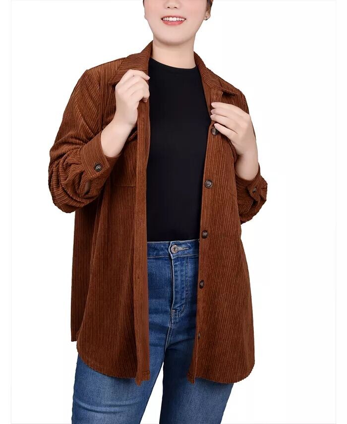 

Женская вельветовая рубашка с длинным рукавом NY Collection, коричневый