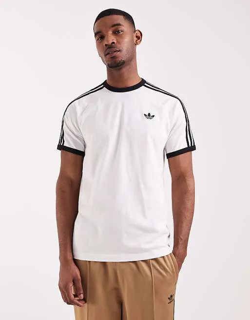 

Белая футболка с тремя полосками adidas Originals, Белый, Белая футболка с тремя полосками adidas Originals