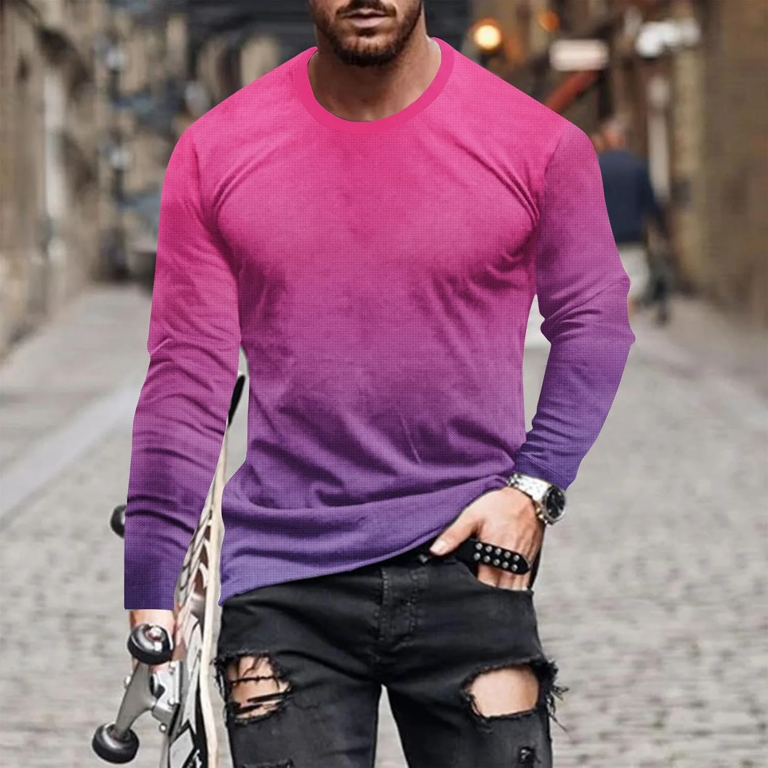 Мужская футболка с длинным рукавом Casual Fall Crewneck — фото 2