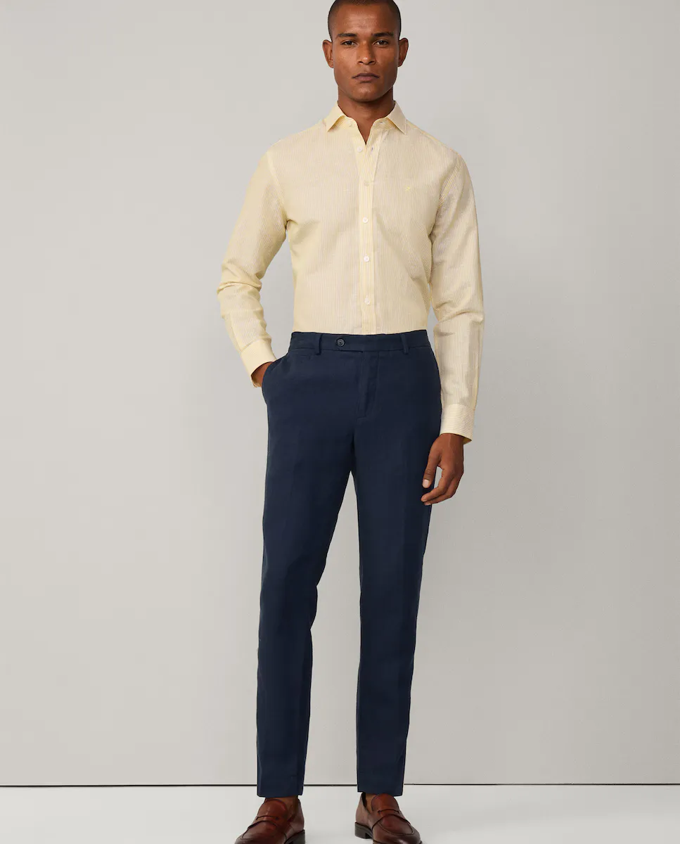 

Мужские брюки из льна slim fit Hackett, темно-синий