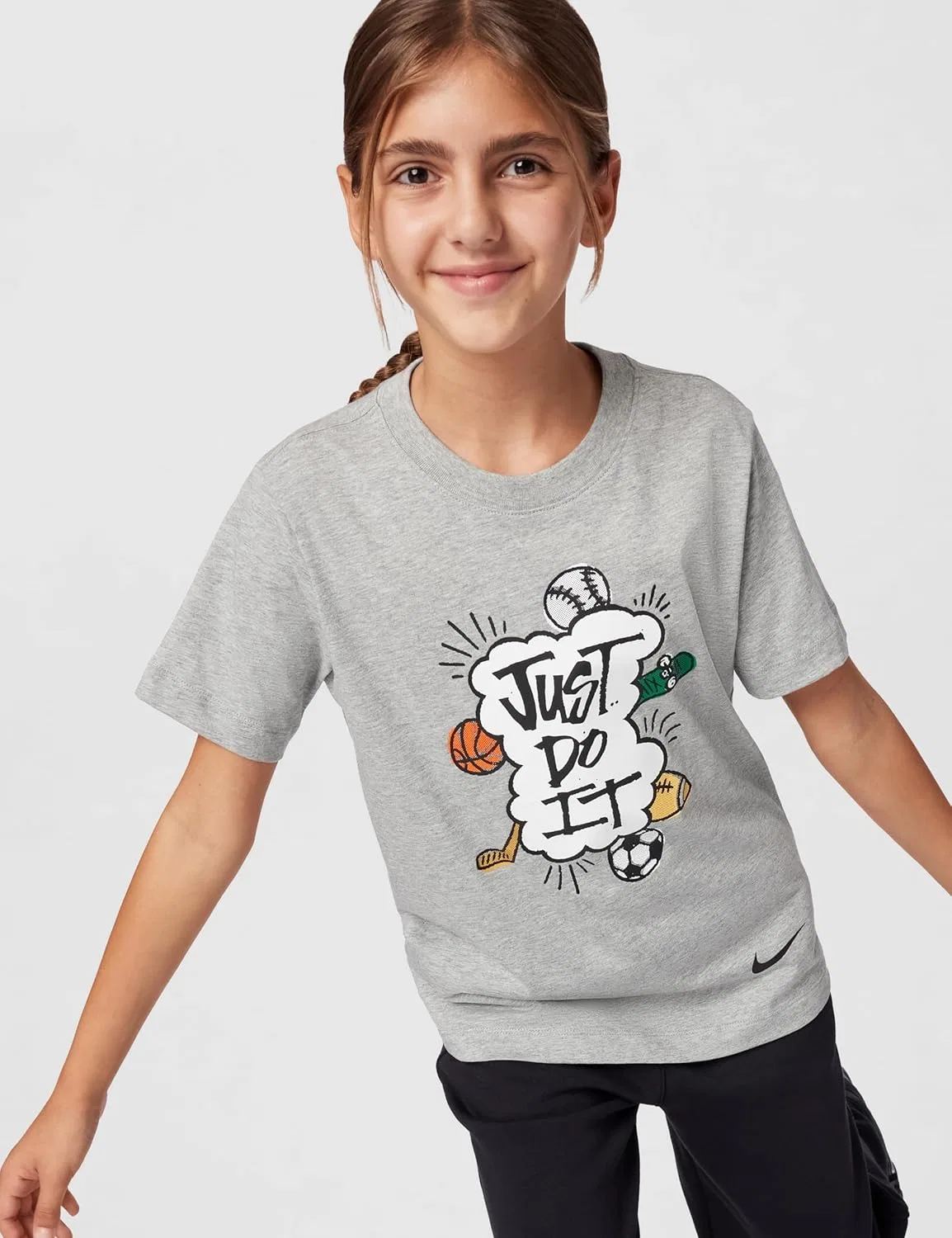 Футболка Nike Sportswear Club Just Do It, темно-серый меланж — фото 3