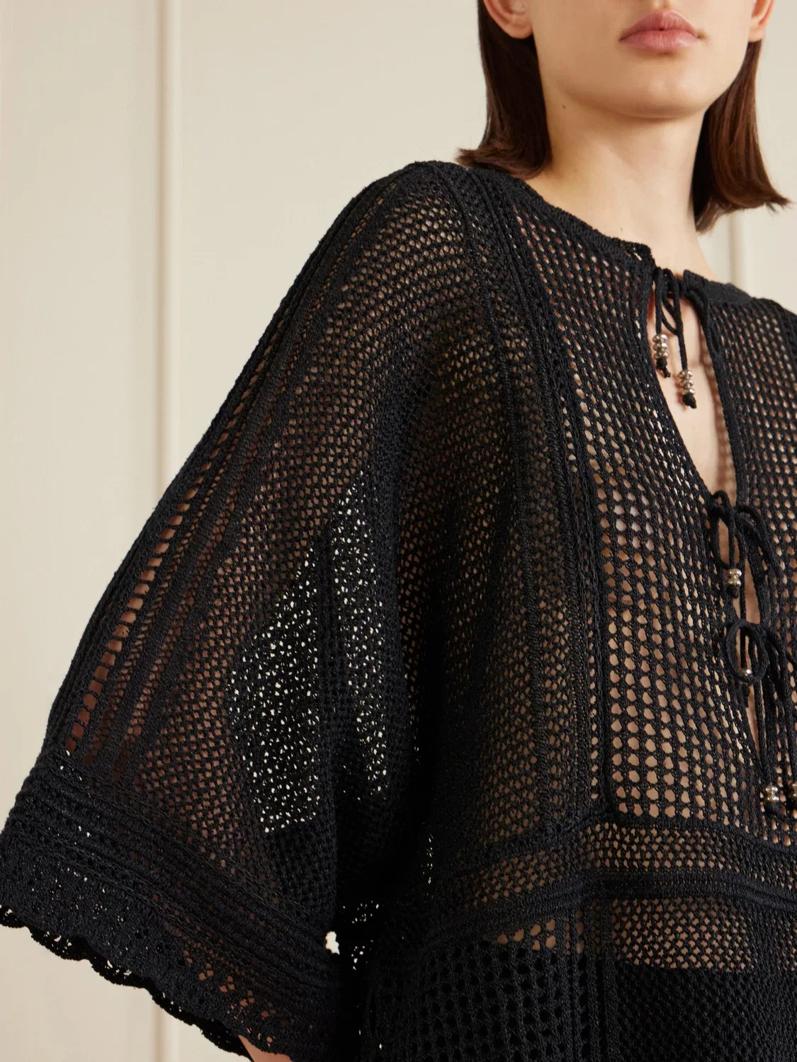 Мини-платье Metina из хлопка с вязаными элементами ISABEL MARANT, черный — фото 4