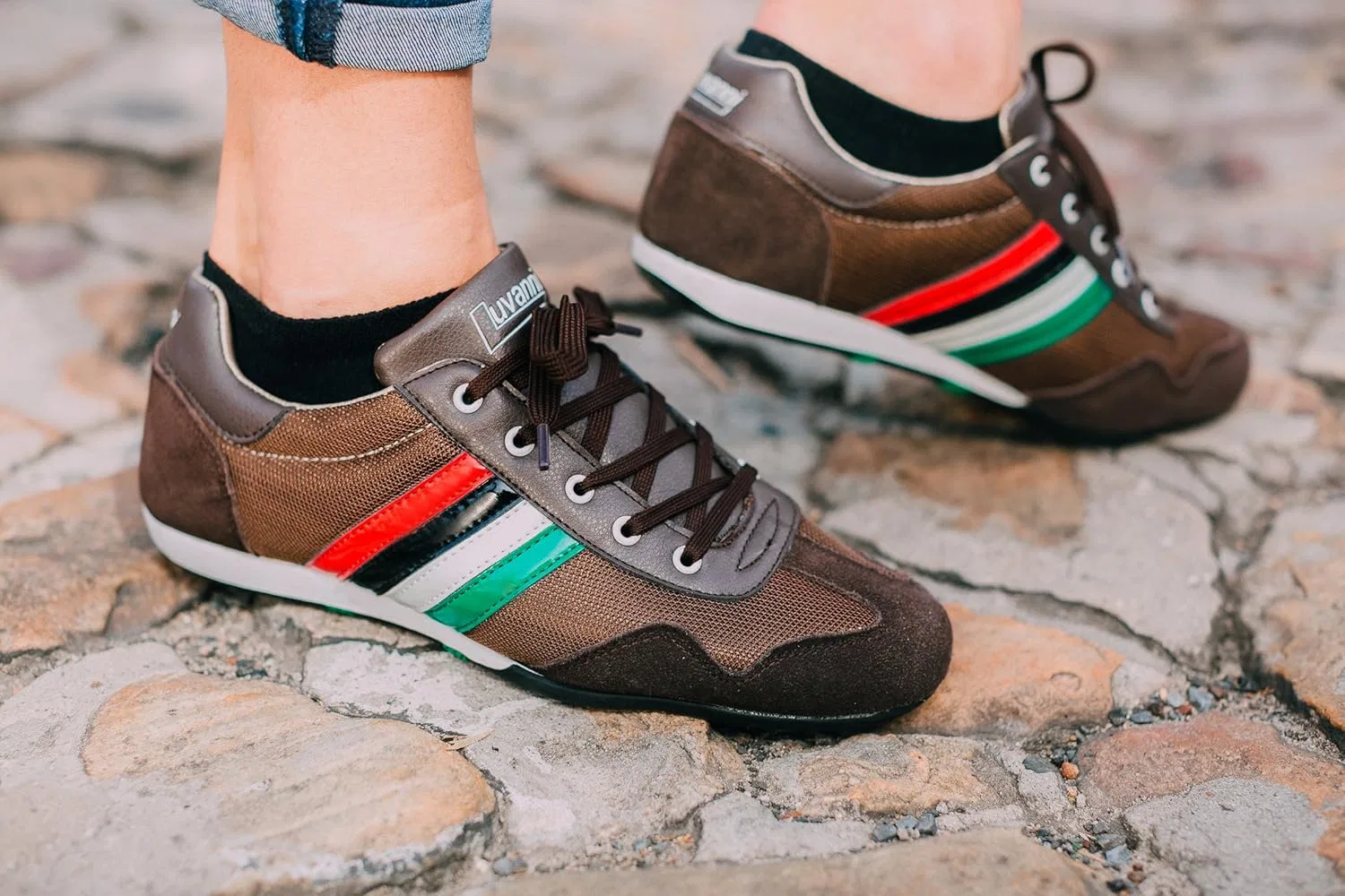Мужские кроссовки Luv Anni Trainers Casual Shoes With Genuine Leather Trainers Luvanni, Brown — фото 2