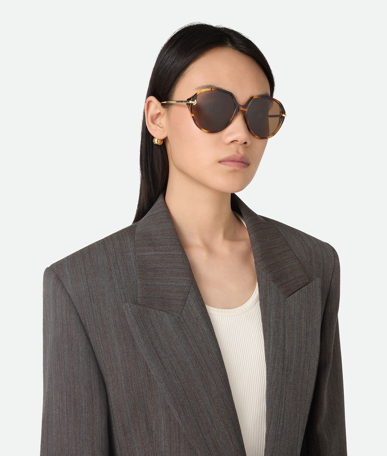 Drop squared sunglasses BOTTEGA VENETA, гавана/коричневый — фото 2