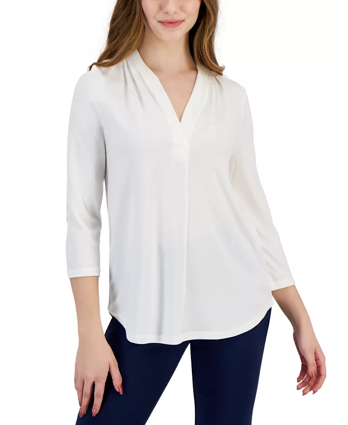 

Повседневный топ из плотного трикотажа Petite Solid ITY Top JM Collection, белый