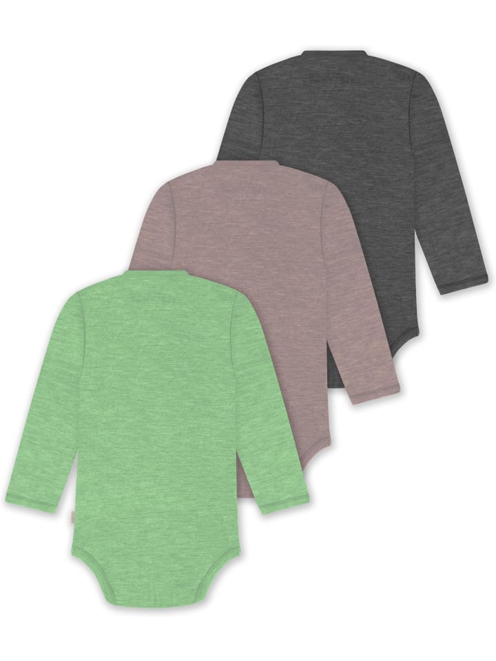 Normani Outdoor Sports Комплект из 3 предметов: боди для младенцев, боди-шарфы, боди для малышей антрацитового/розового/зеленого цвета — фото 2