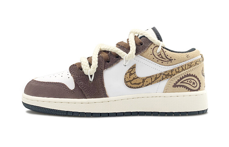 

Кроссовки Air Jordan 1 Vintage Basketball Shoes Men Low-top White/Brown, белый