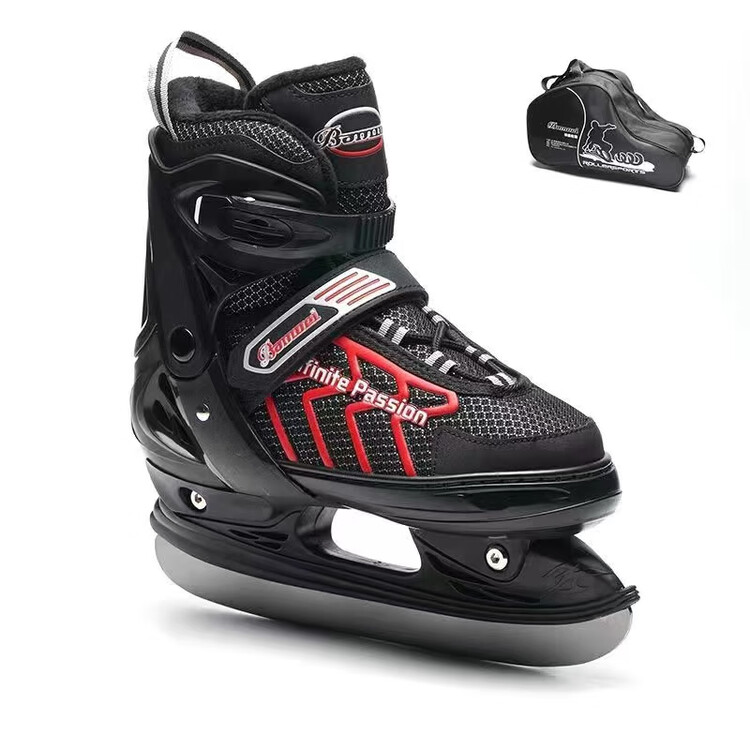 

EDEA Толстые коньки с флисовой подкладкой для фигурного катания, взрослые и детские, для начинающих и университетских занятий, черно-красные + сумка через плечо, размер S