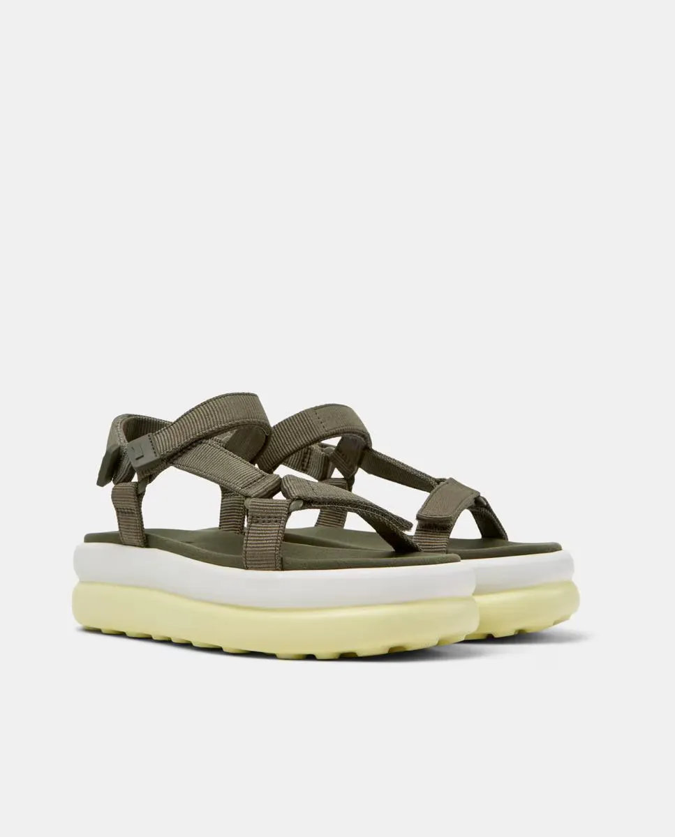 Женские сандалии Pelotas Flota Up на платформе с застежкой-липучкой Camper, зеленый — фото 2