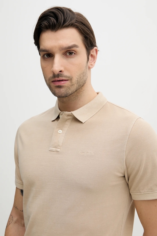 

Хлопковая поло Pepe Jeans, бежевый