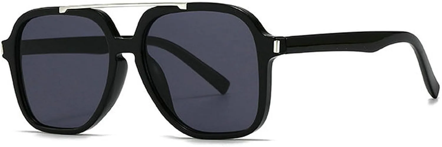 

Солнцезащитные очки COTIA Fashion Oversized Square Double Bridges для женщин, защита от УФ-излучения UV400, ретро-заклепки, для мужчин, темно-зеленые, Black