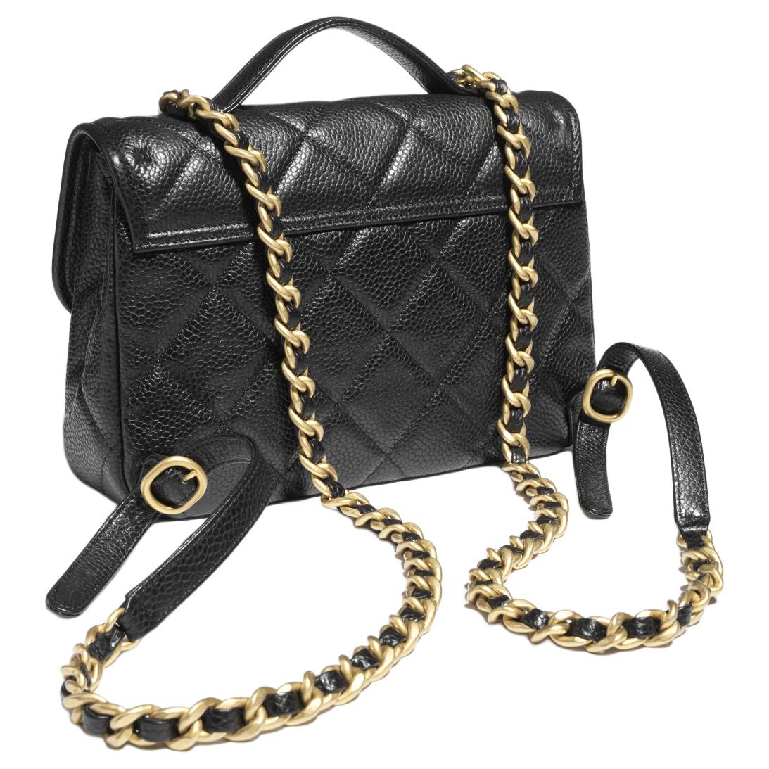 CHANEL Женский рюкзак из телячьей кожи обычного размера черный — фото 4