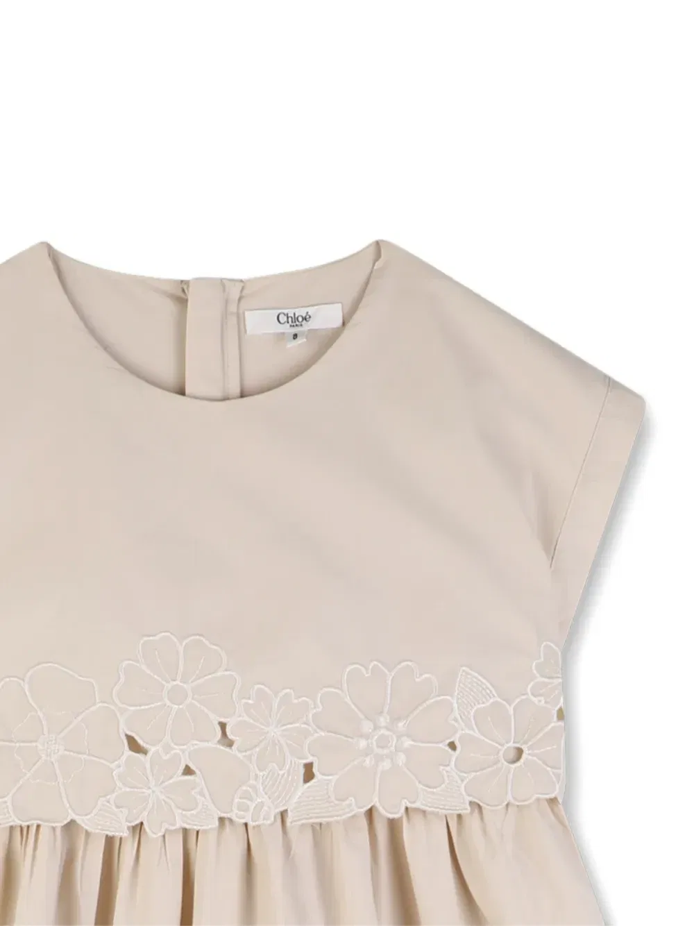 Платье с цветочной вышивкой Chloé Kids, бежевый — фото 3