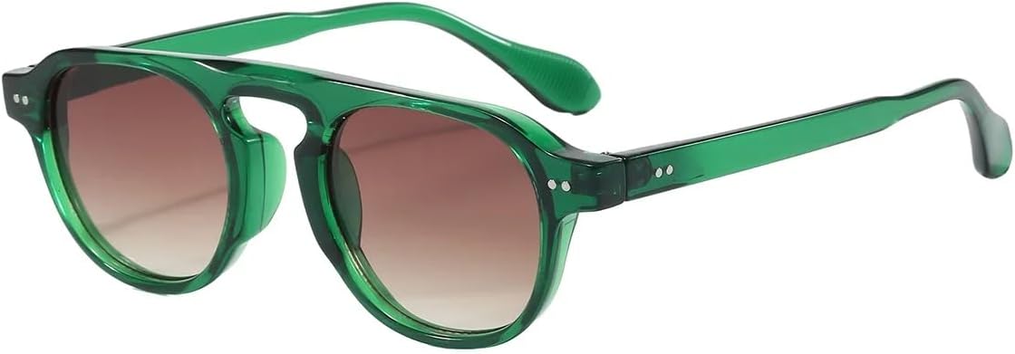 

Солнцезащитные очки для мужчин и женщин - защита UV400 - Rivets Punk, маленькая оправа, цветные линзы, для занятий спортом на открытом воздухе и вождения DSVIGF, Green