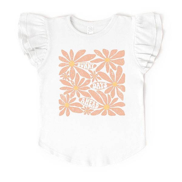 

Футболка с рукавами-крылышками Sunny days ahead daisies The Juniper Shop, White