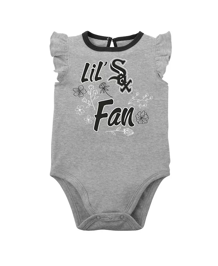 Новорожденные и младенцы, мальчики и девочки, набор из двух боди Chicago White Sox Little Fan, черный и серый меланж Outerstuff — фото 4