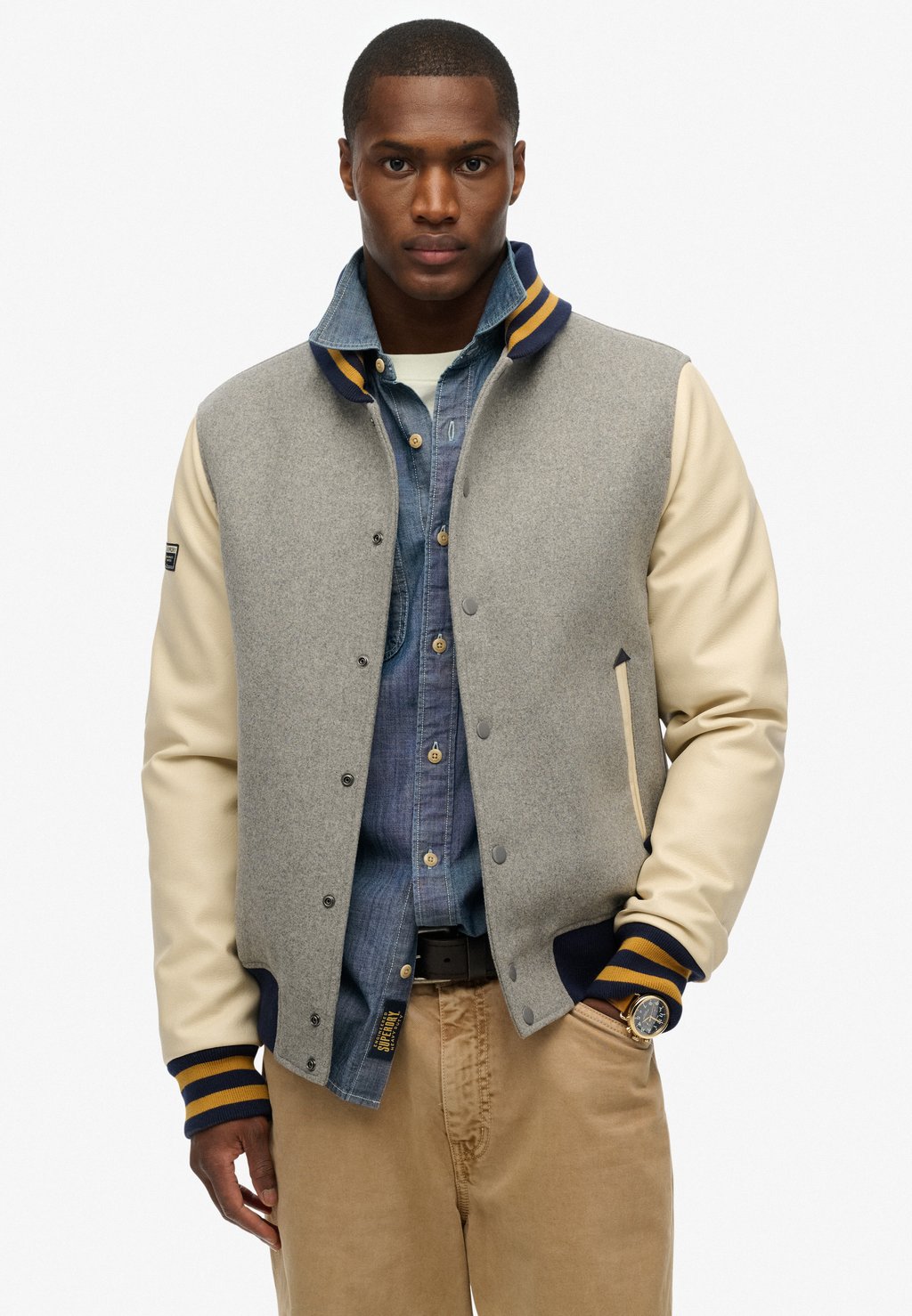 

Куртка-бомбер COLLEGE VARSITY Superdry, темно-серый