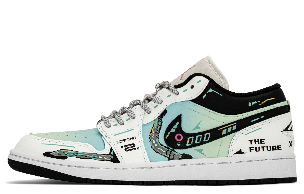 Jordan Кроссовки Air 1 Vintage мужские низкие синий зеленый — фото 3