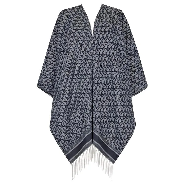 Кашемировый пончо Oblique DIOR, Marine Blue