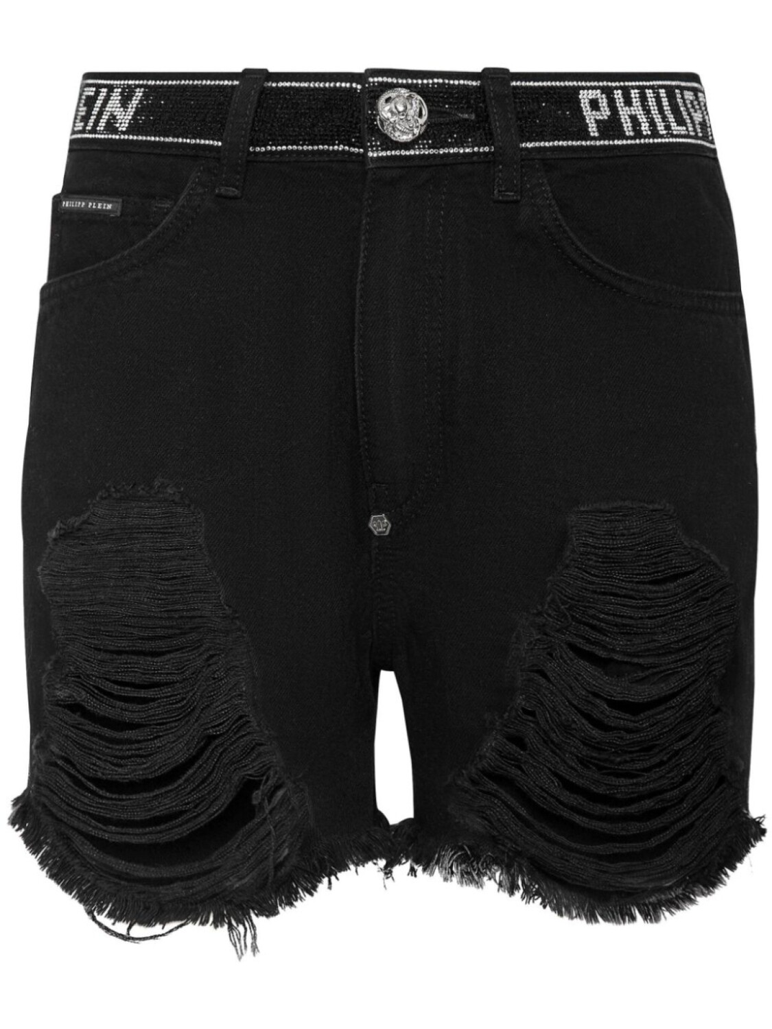 

Philipp Plein джинсовые шорты с кристаллами, черный