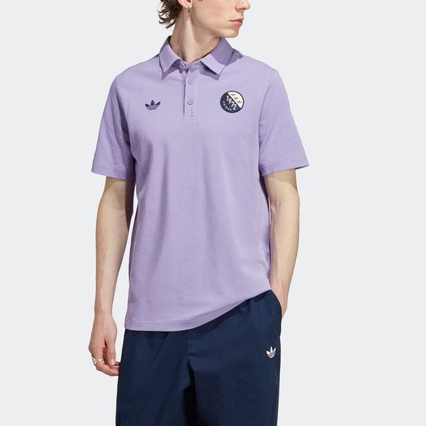 Мужская рубашка поло BLOKEPOP Фиолетовая Adidas Originals, фиолетовый — фото 2