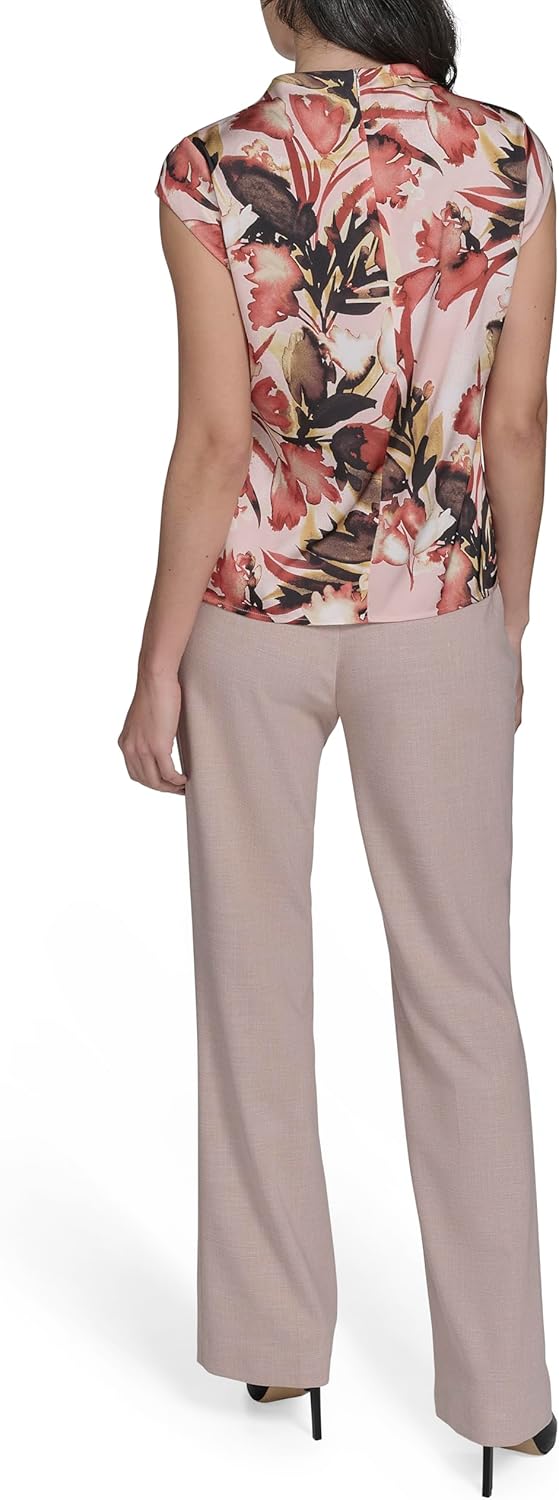 Женский мягкий трикотажный топ Calvin Klein с короткими рукавами, Pink Pepper Multi — фото 4