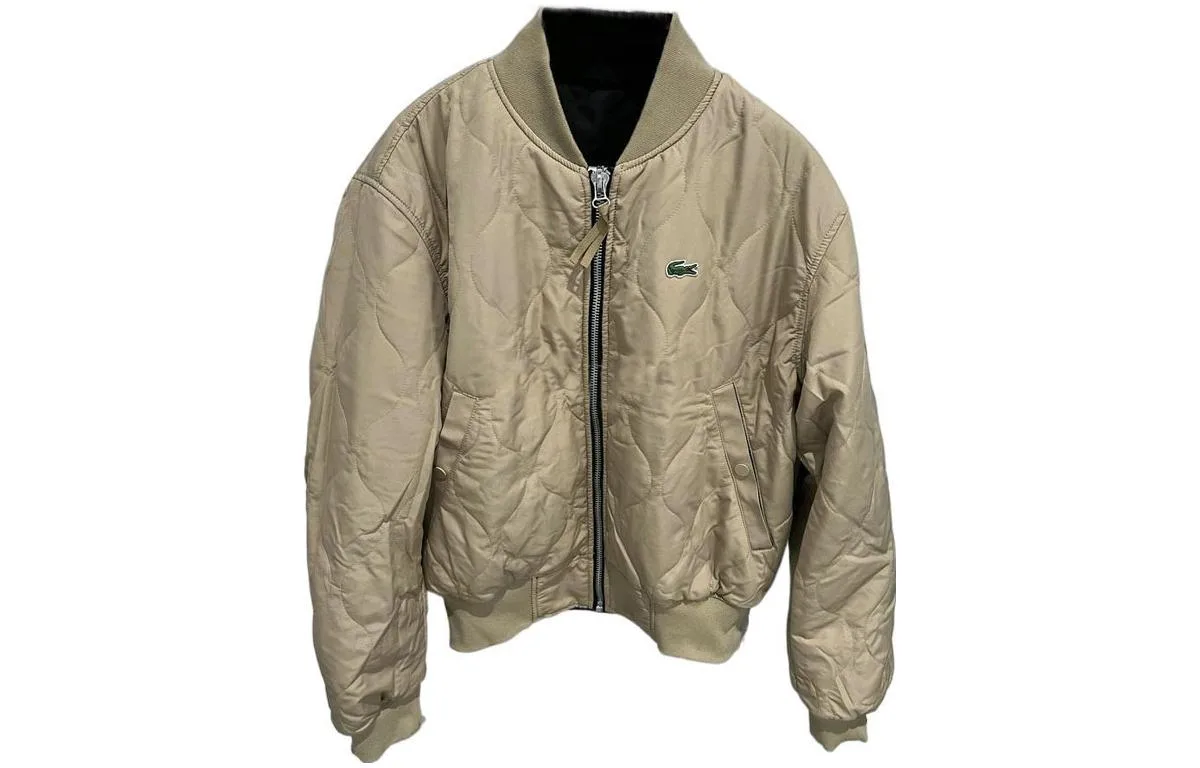 LACOSTE Бейсбольная куртка мужская цвета хаки и черного — фото 3