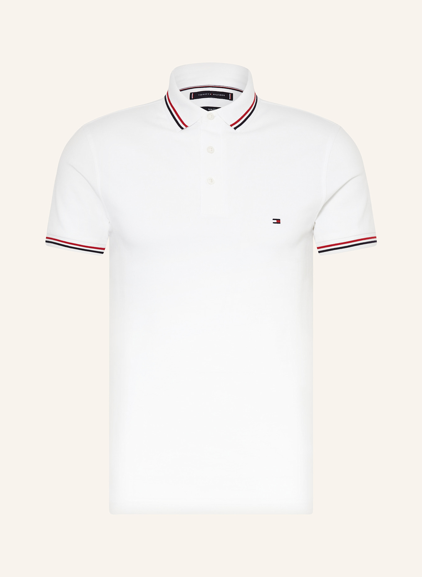 

Рубашка-Поло из пике, облегающая, с кантом Tommy Hilfiger, белый