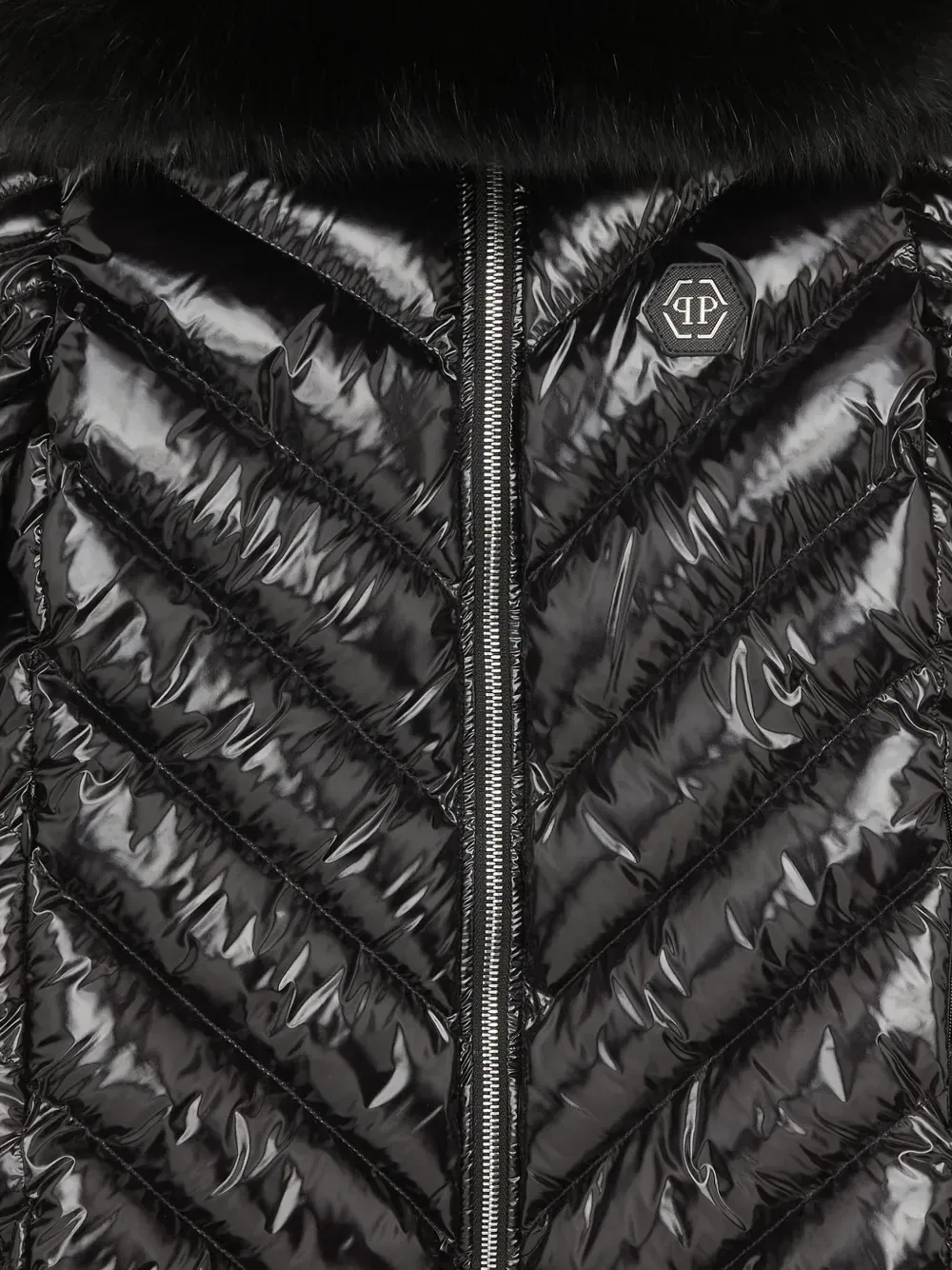 Пуховик Philipp Plein Junior, черный — фото 3
