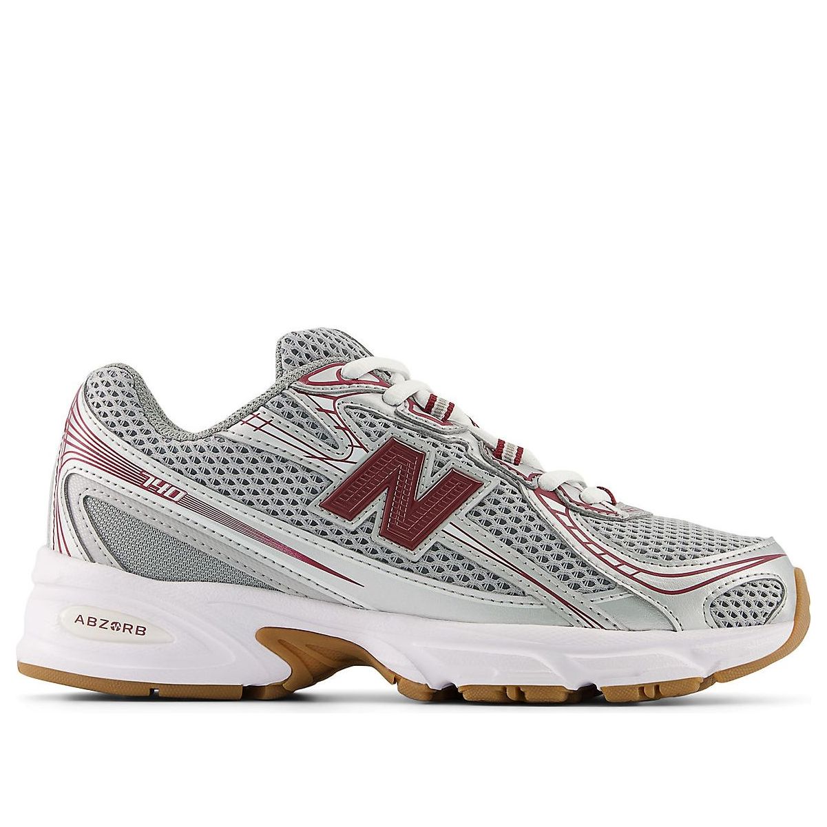 (GS) New Balance 740 'Silver Metallic Monarch Burgundy' — фото 2
