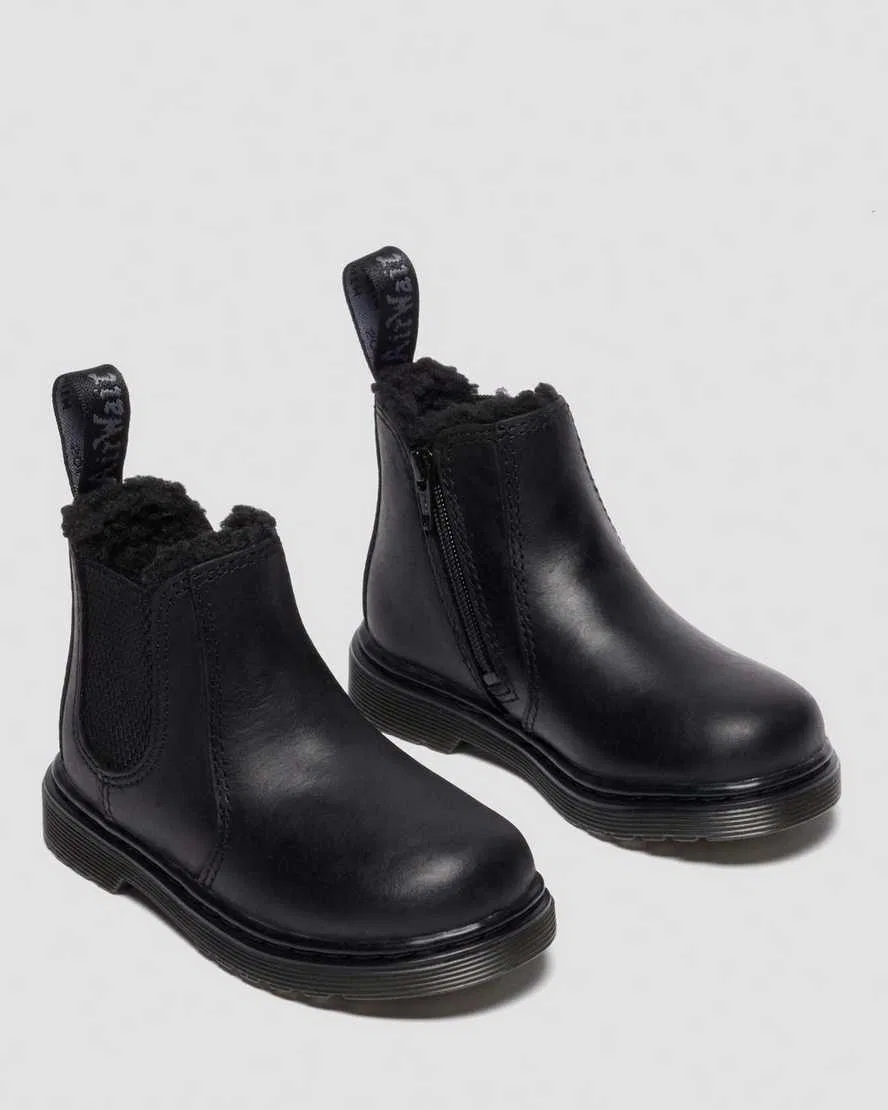 Детские ботинки Челси Dr Martens 2976 с подкладкой из искусственного меха, черный — фото 4