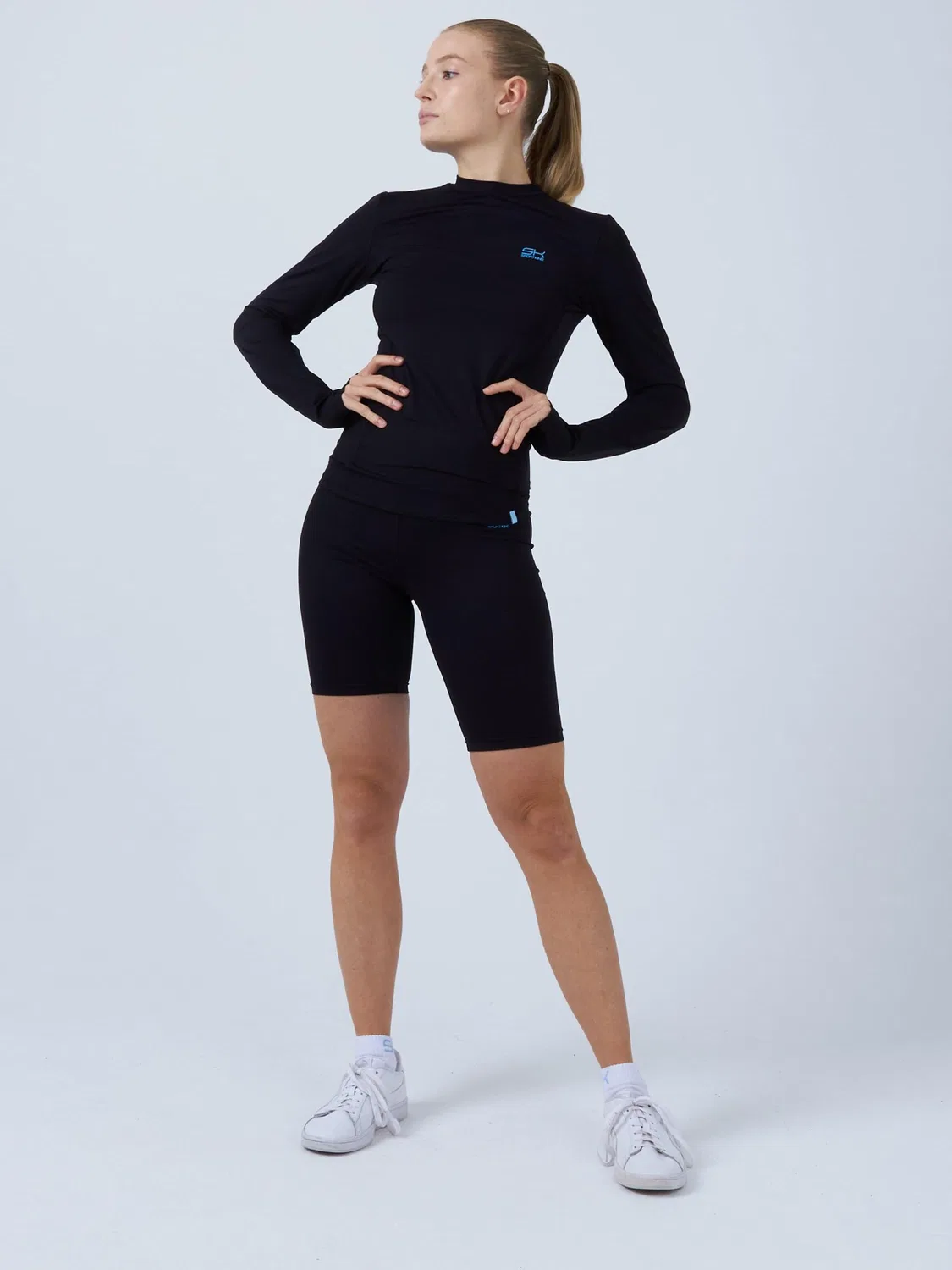 Спортивная футболка Sportkind Performance Shirt с высоким воротником и длинными рукавами, черная