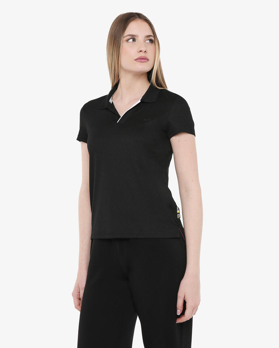 

JAKED черная женская рубашка-поло из синтетического материала для фитнеса