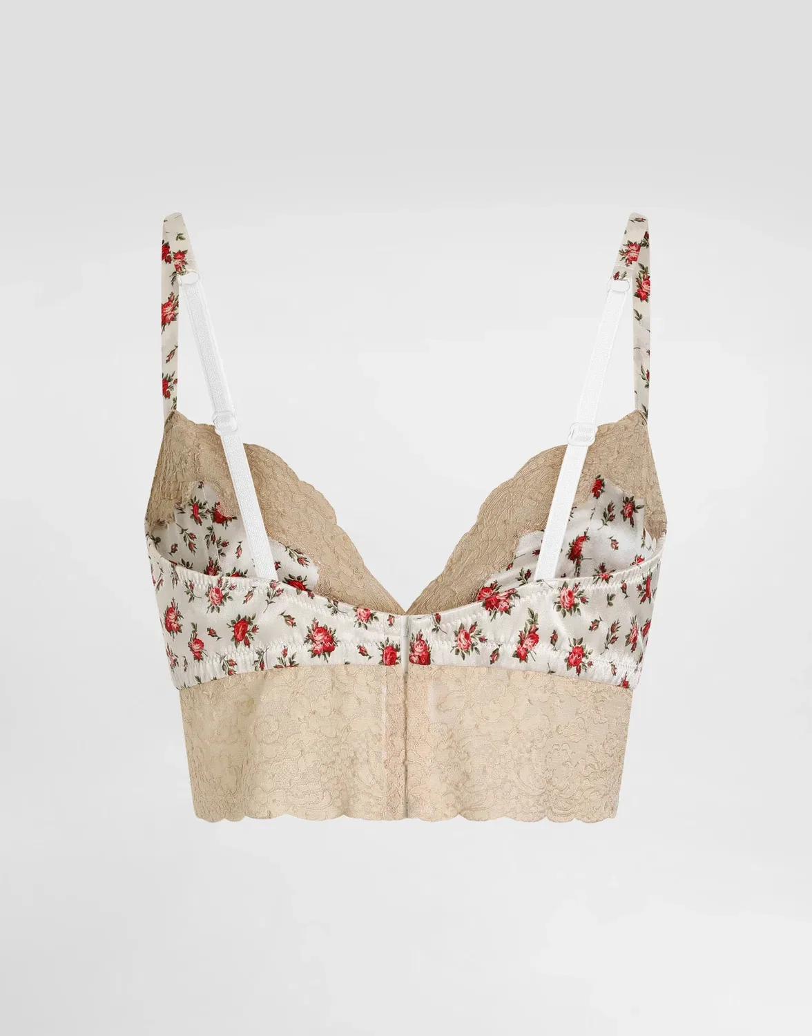Бюстгальтер из атласа и кружева с мелким цветочным принтом DOLCE & GABBANA, мультиколор — фото 2