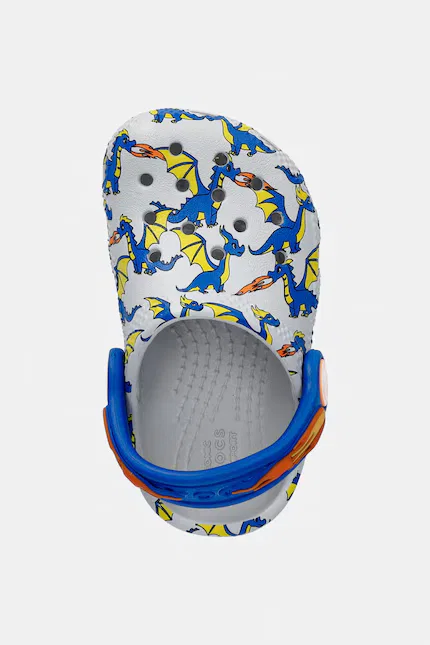Шлепанцы детские с рисунком Classic Dragon Graphic Clog T Crocs, серый — фото 4
