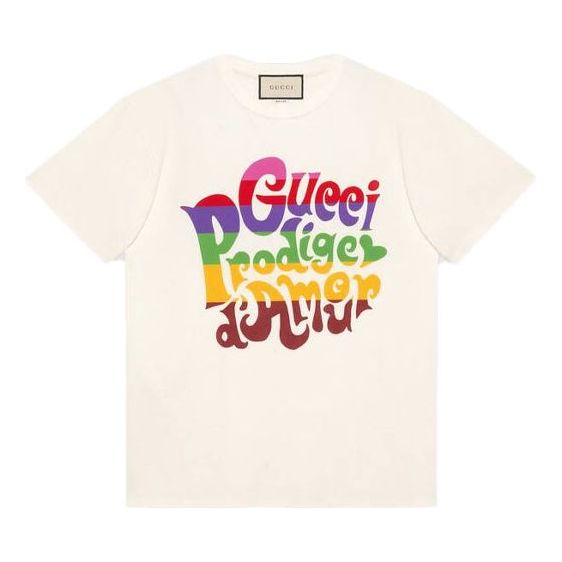 

Футболка Gucci SS21 Prodige dAmour Printing Round Neck T-Shirt 'Beige'