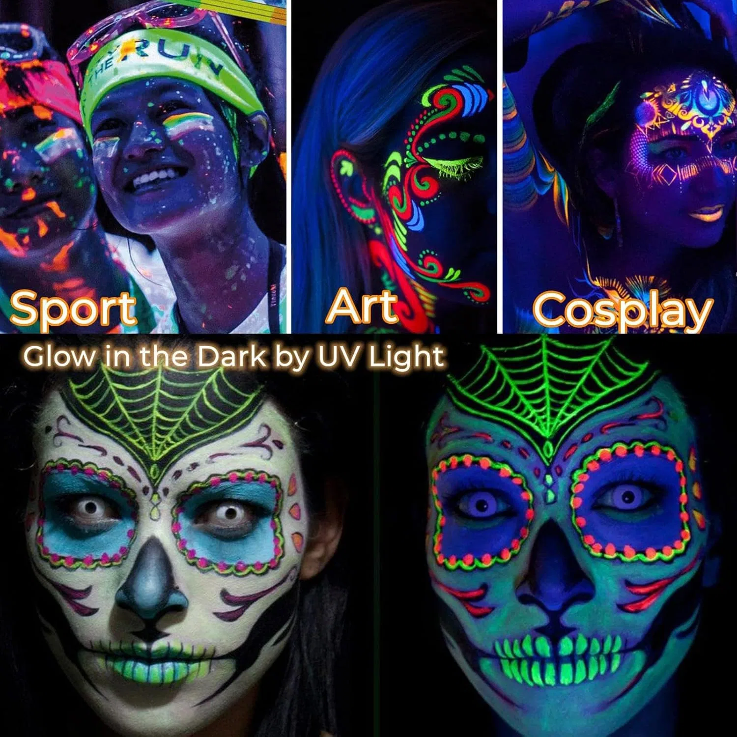 Набор для боди-арта Neon Body Paint Glow Face Body Paint 6 цветов — фото 2