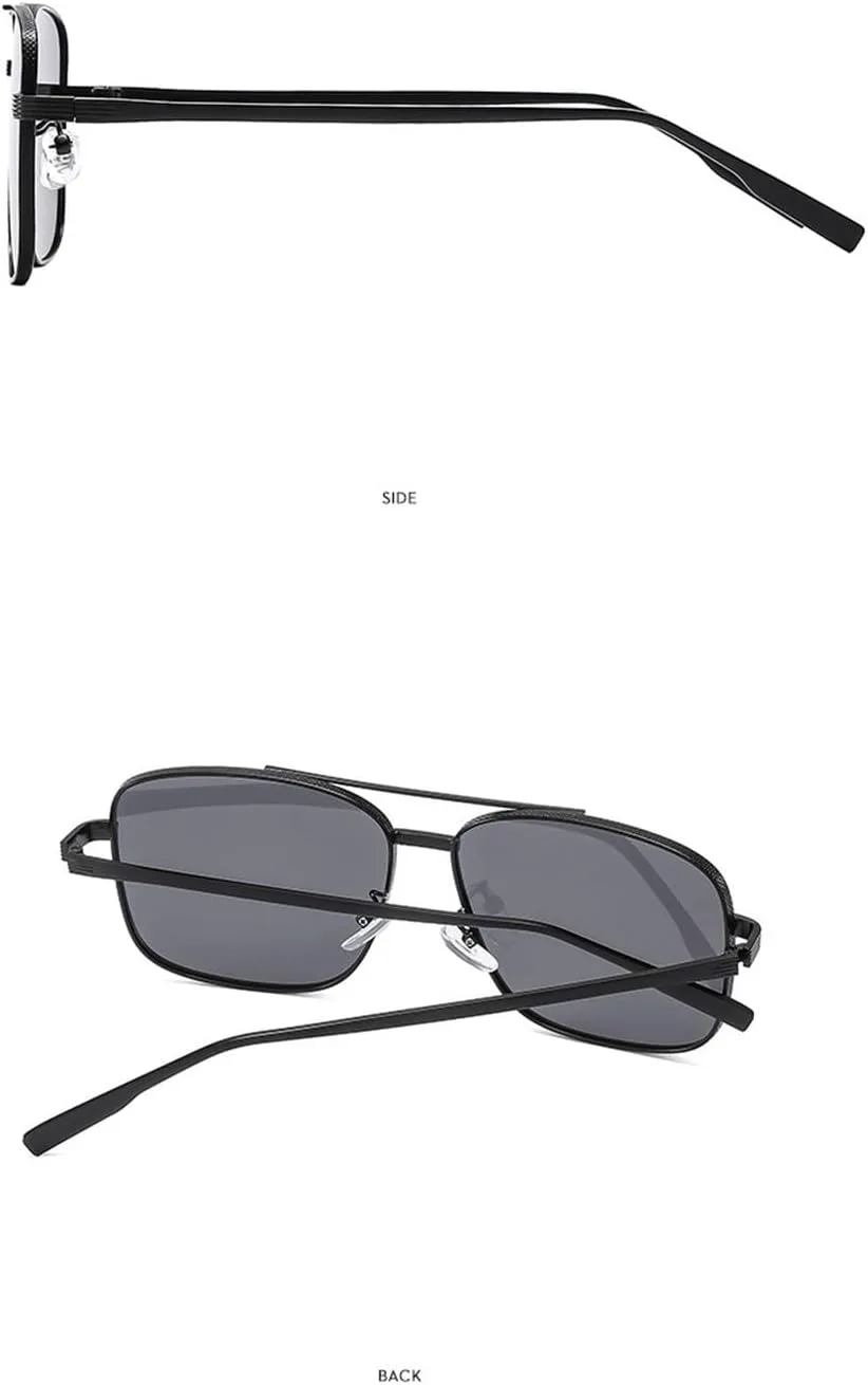 

Мужские солнцезащитные очки квадратной формы с крупной оправой, женские солнцезащитные очки с металлическим покрытием для отдыха на природе Generic, Silver