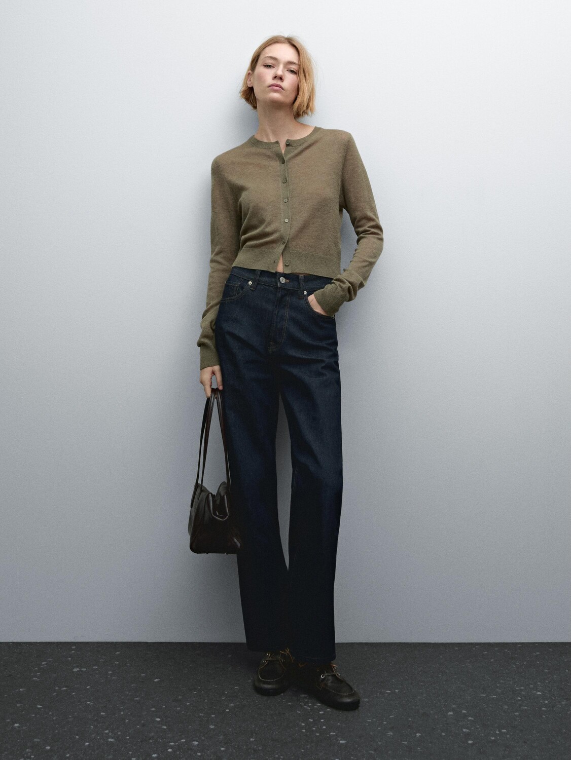 

100% шерсть кардиган с ажурной вязкой Massimo Dutti, зеленый