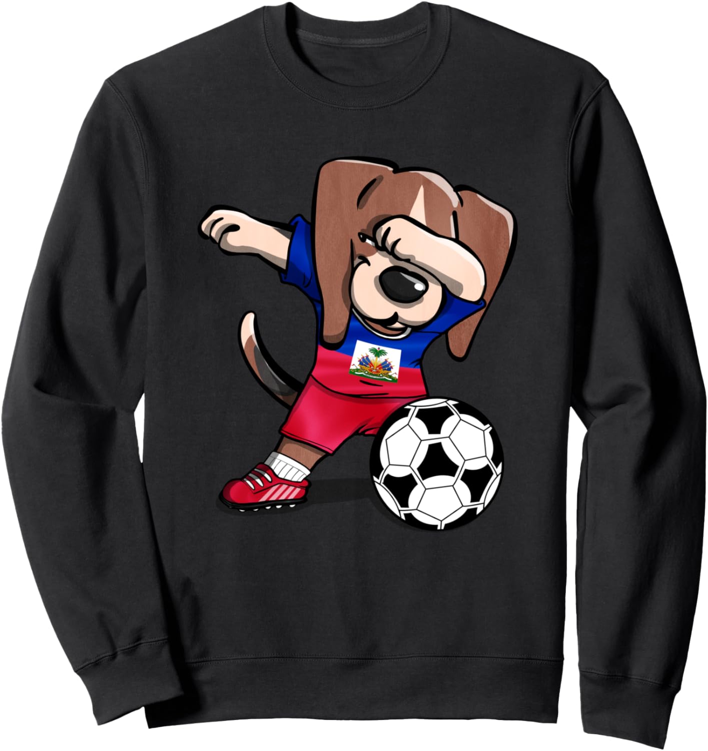 

Забавная толстовка с изображением танцующей собаки породы бигль, футбольной команды Гаити, гаитянского флага и футбольного клуба Teeisle Haiti Football, черный