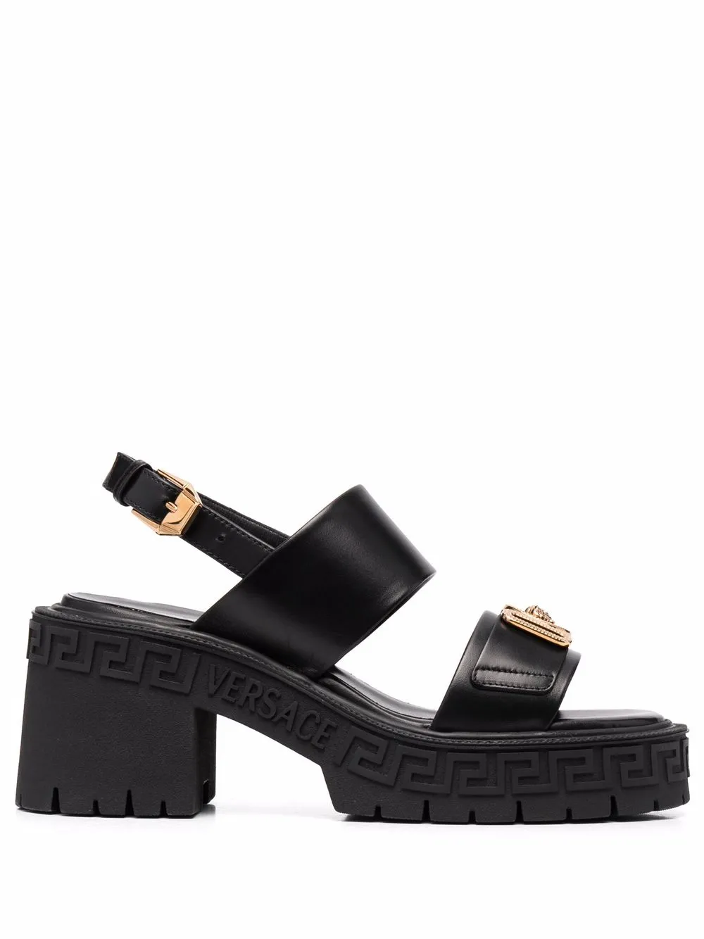 Босоножки с декором Medusa VERSACE, черный