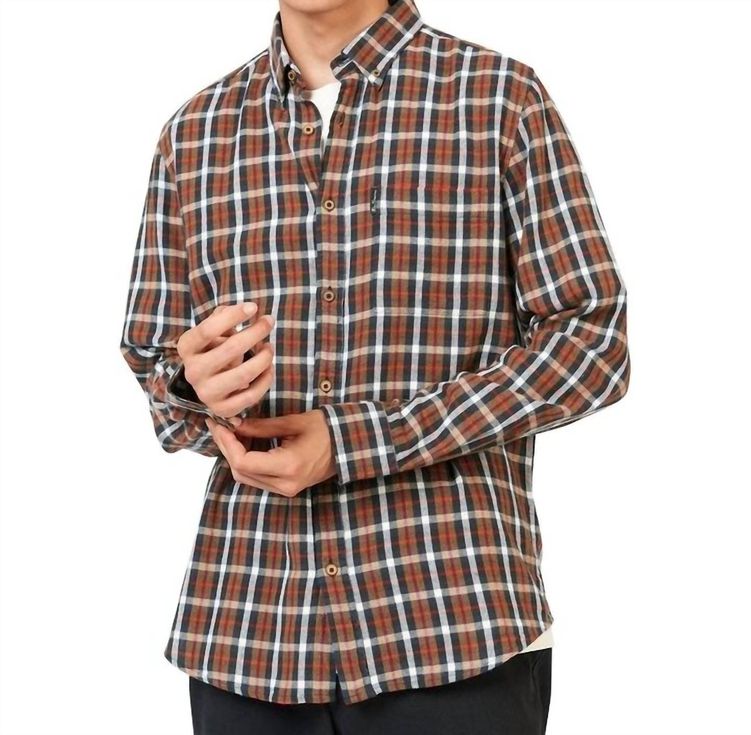 

Рубашка с длинным рукавом в клетку «елочка» цвета имбиря Ben Sherman, цвет ginger