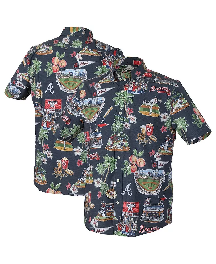 

Мужская трикотажная рубашка Atlanta Braves Scenic с кнопками, цвет navy Reyn Spooner