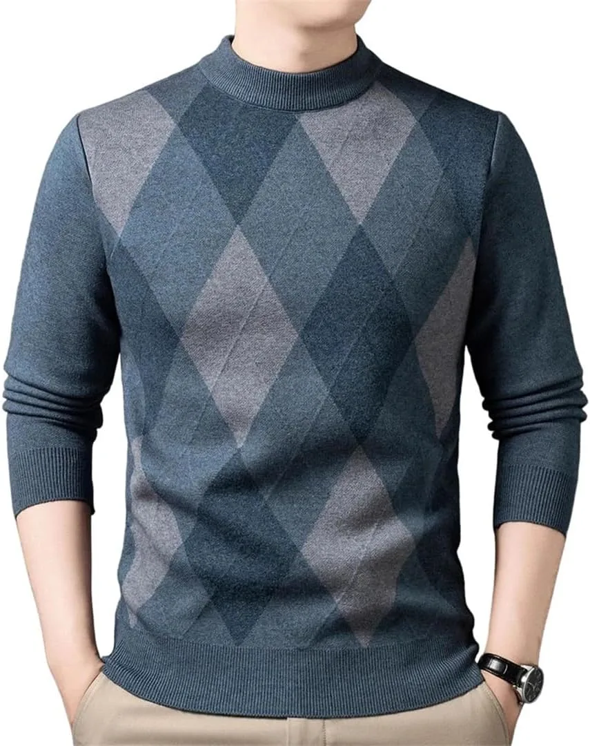 

Мужской свитер с клетчатым принтом, круглый вырез, корейский стиль