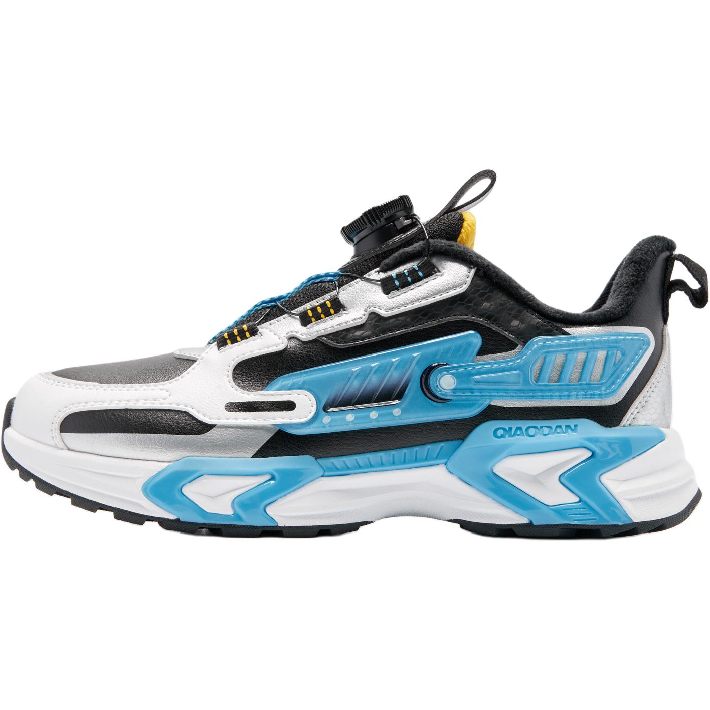 

QIAODAN Детские хлопковые кроссовки с противоскользящей подошвой, износостойкие, черно-синие, подростковые, 34-40